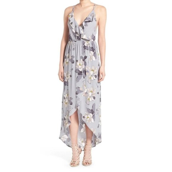 ASTR Floral Ruffle Surplice High Low Maxi Dress - M - Picture 1 of 6